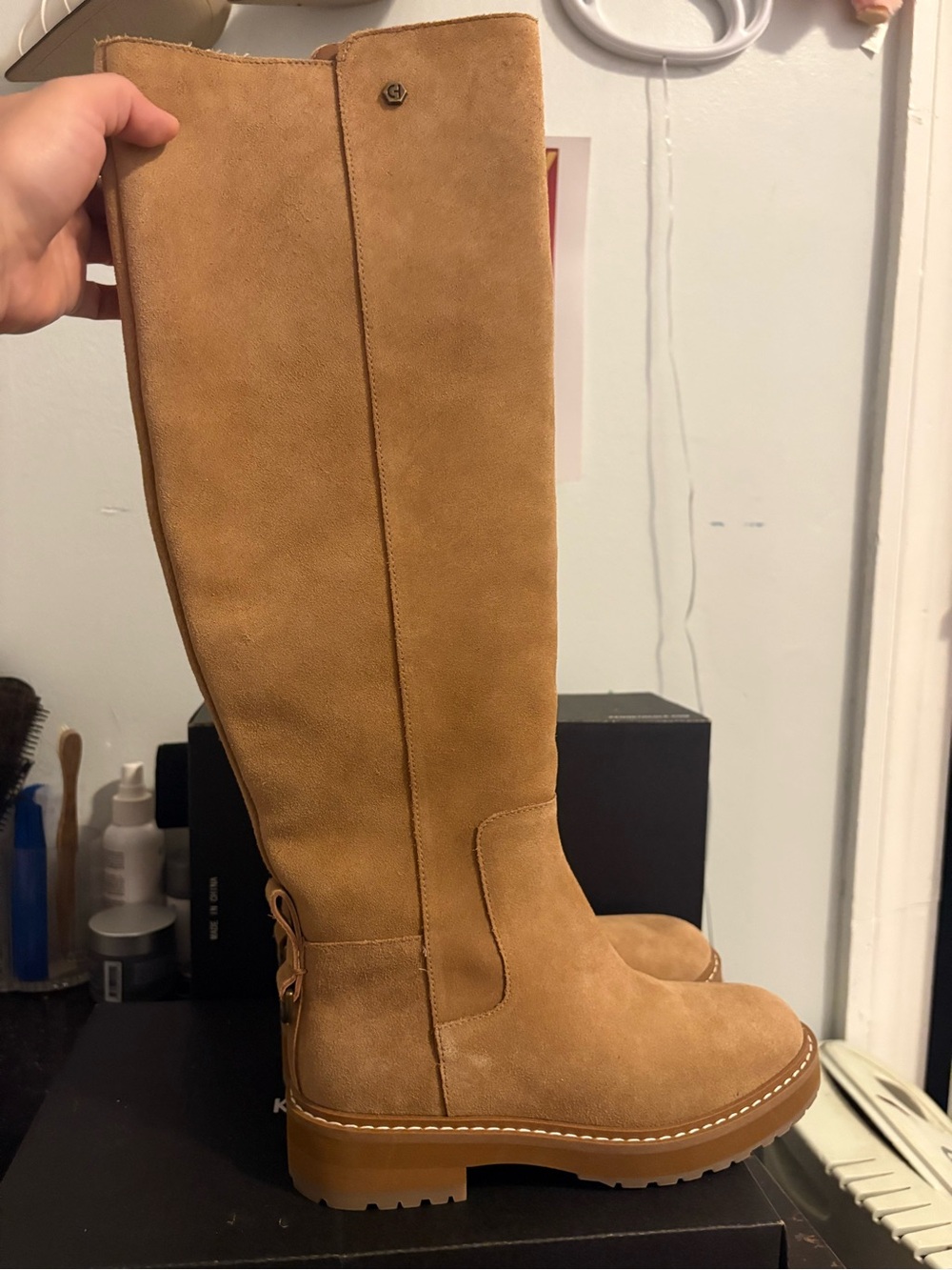Cole Haan Tall Suede Over-the-Knee Boots in Tan